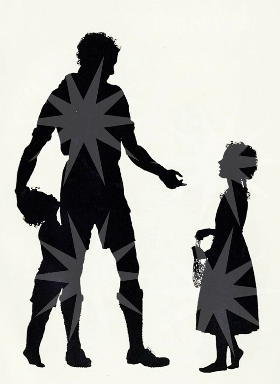 Download Silhouette Illustration Father Son Daughter Early 1900s