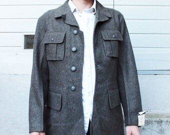 1940s WWII Swedish Military Grey Wool Coat Jacket - Mens Winter ...