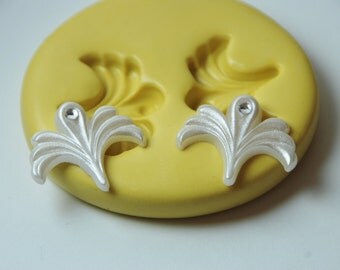0241- Cake Decorating Flourishes Art Deco Silicone Rubber Food Safe Flexible Mold- wax, resin, clay, soap, chocolate, fondant, wedding, PMC