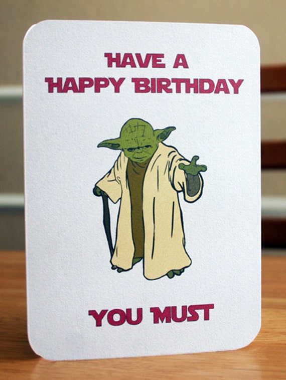 Star Wars Printable Birthday Card Yoda Card by elletoppdesignworks