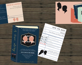 library wedding invitation down payment toward printed sets library wedding vintage - Nerdy Wedding Invitations library wedding invitation down payment toward printed sets library wedding vintage - Nerdy Wedding Invitations