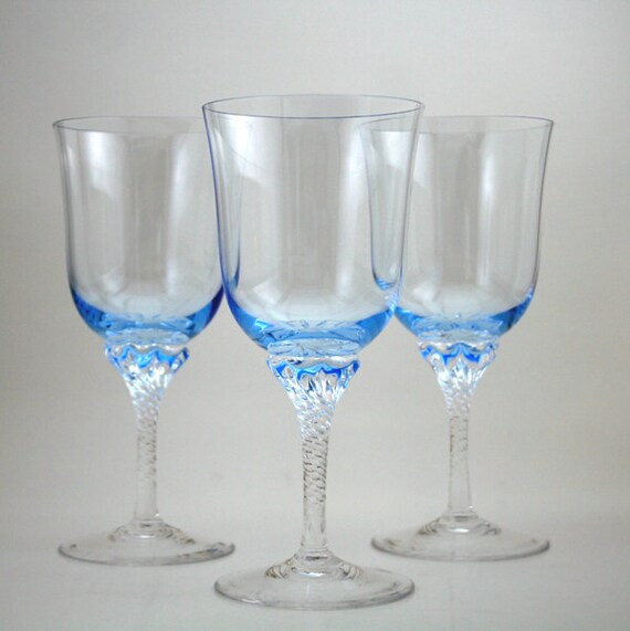 Sasaki Crystal Noritake Hawthorne Azure Water Goblets Wine