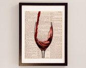 Vintage Red Wine Dictionary Print - Cocktail Art - Print on Vintage Dictionary Paper - Malbec, Pinot Noir, Merlot, Cabernet Sauvignon, Syrah