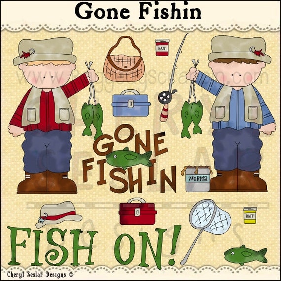 Items similar to Gone Fishing Digital Clip Art Set on Etsy