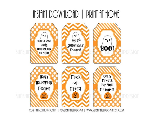 Items similar to HALLOWEEN Printable DIY Party Favor Gift Tags by ...