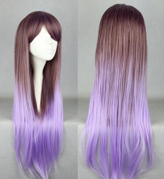 Items similar to Long Brown and Purple Ombre Wig, Cosplay Wig, Anime