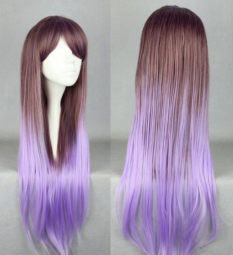 Long Brown and Purple Ombre Wig Cosplay Wig by ColorBeastWigs