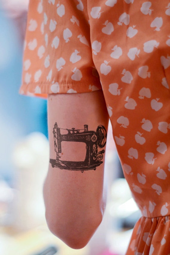 Vintage sewing machine temporary tattoo by Tattoorary on Etsy