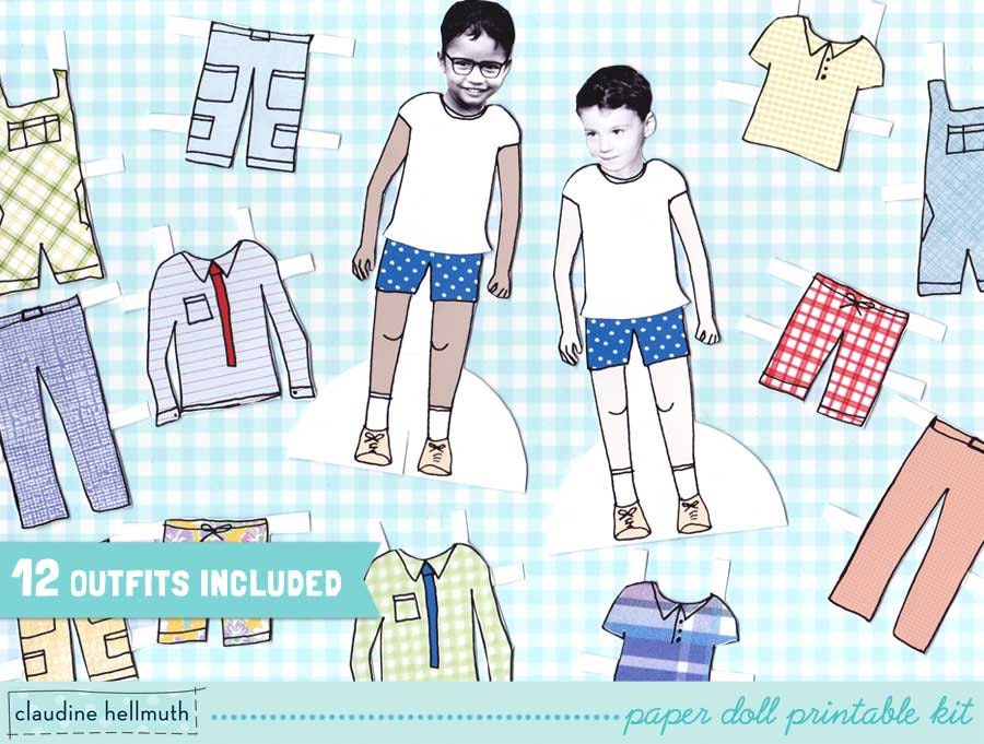 LITTLE BOY paper doll set easy for you to customize with