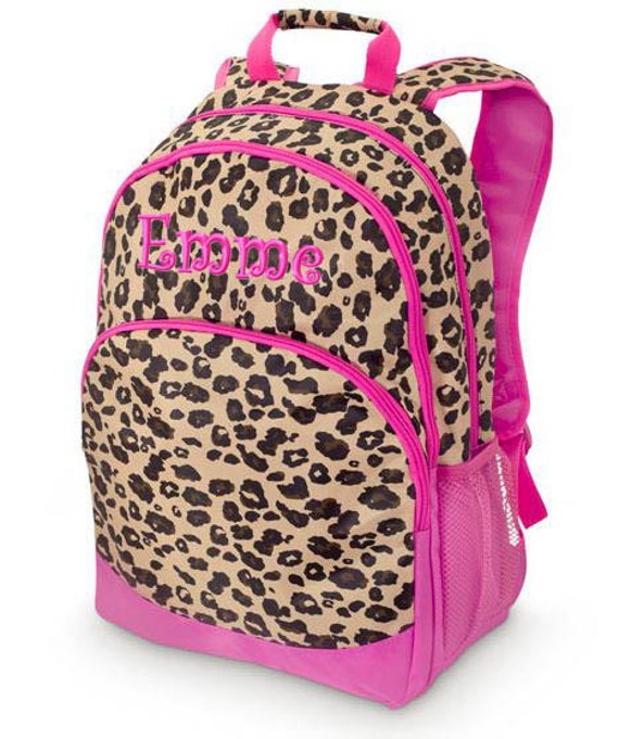 Girls Personalized Backpack Pink Leopard Cheetah Monogrammed