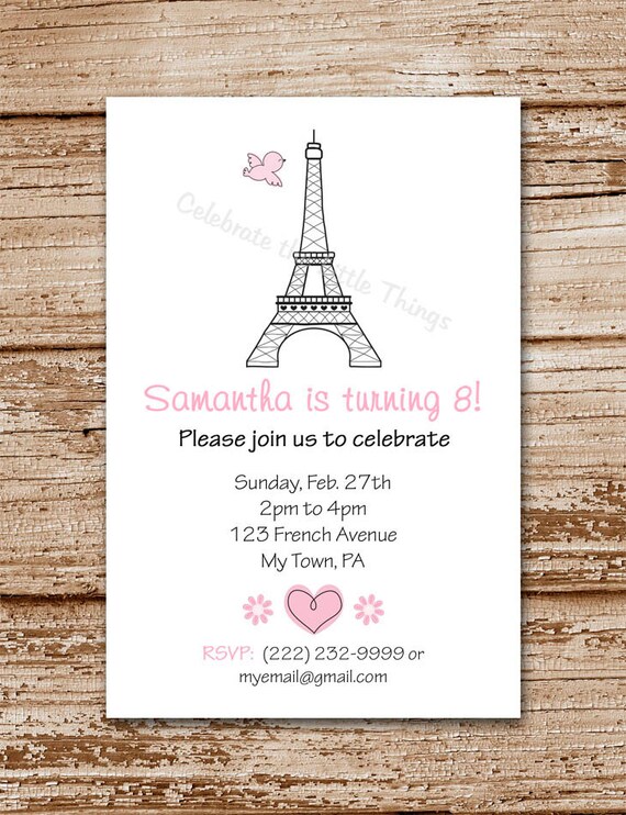 Eiffel Tower Invitation | Personalized | Paris Party | French (Printable / Digital) Il_570xn