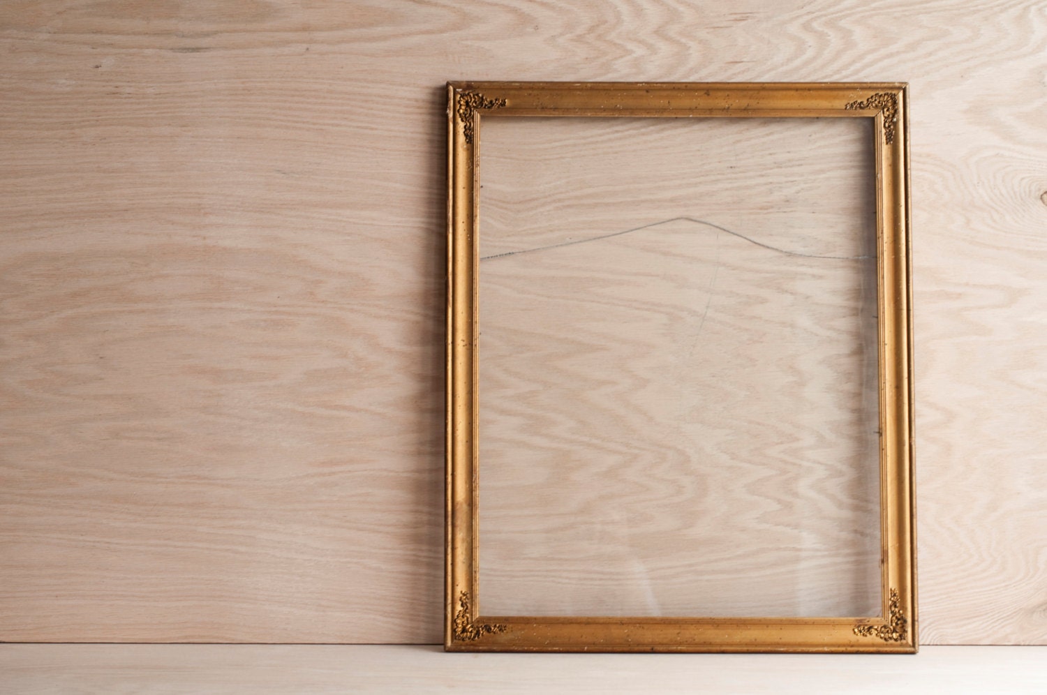 beautiful large gold picture frame with glass by AnnieAnnieVintage
