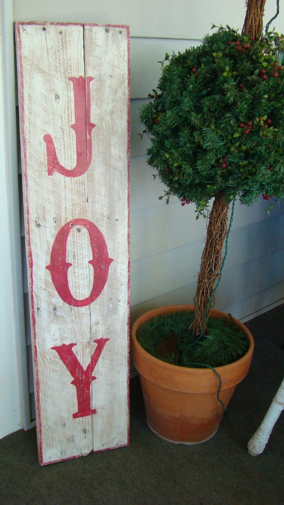 Reclaimed Rustic Wood JOY sign for Christmas or anytime