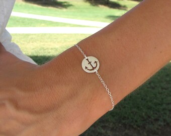Silver Anchor Charm Bracelet - Charm Bracelet - Nautical Jewelry