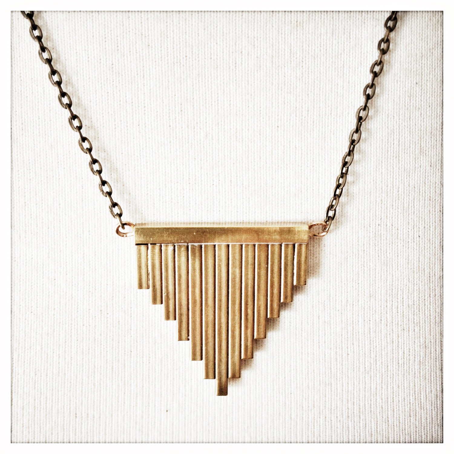 Pipe Organ Necklace // Handmade Brass Pendant by beachbonesjewelry