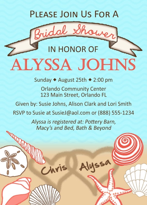 Items similar to Beach Bridal Shower Invitation on Etsy