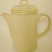 Vintage 1970's Hearthside Garden Festival Stoneware Coffee Pot W/Lid Hand Painted Yellow Band Speckled