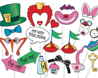 props booth wonderland alice printable piece mermaid golf photobooth golfer birthday