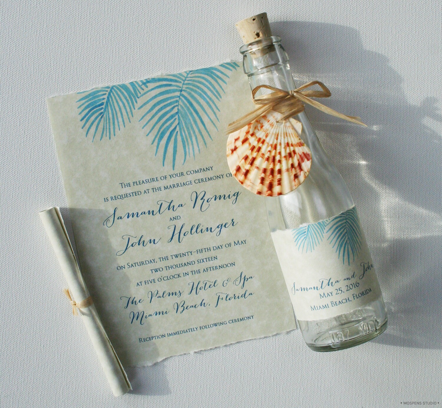 Bottle Wedding Invitations Bottle Invitations Palm Fronds
