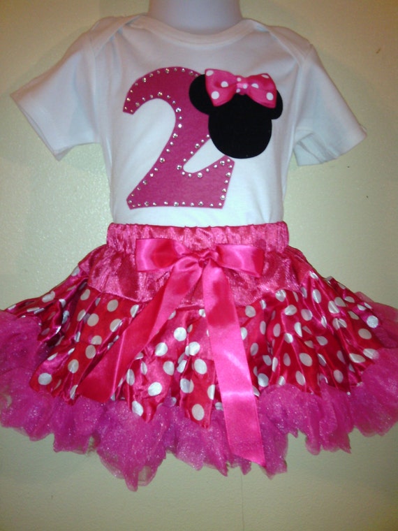 Minnie Mouse Dress Pink 2pc birthday number 1T,2T,3T,4T,5T,6T,7T,8T