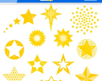 Yellow Stars Digital Clipart. Christmas Clip Art for Instant Download. Xmas Clipart. Stars Clipart. Stars Clip Art. Xmas Clip Art