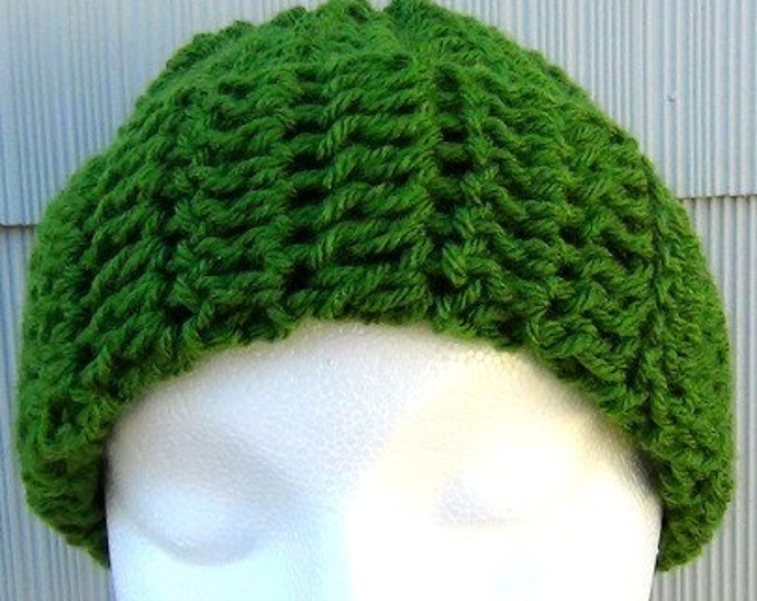 Green Slouchy Hat - Crochet Hat - Winter Cap