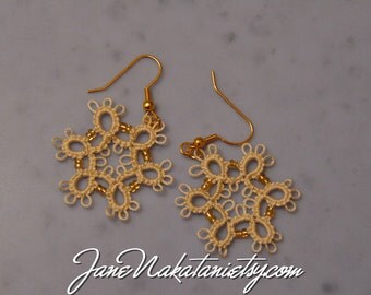 tatting lace earrings snowflake -Ecru-