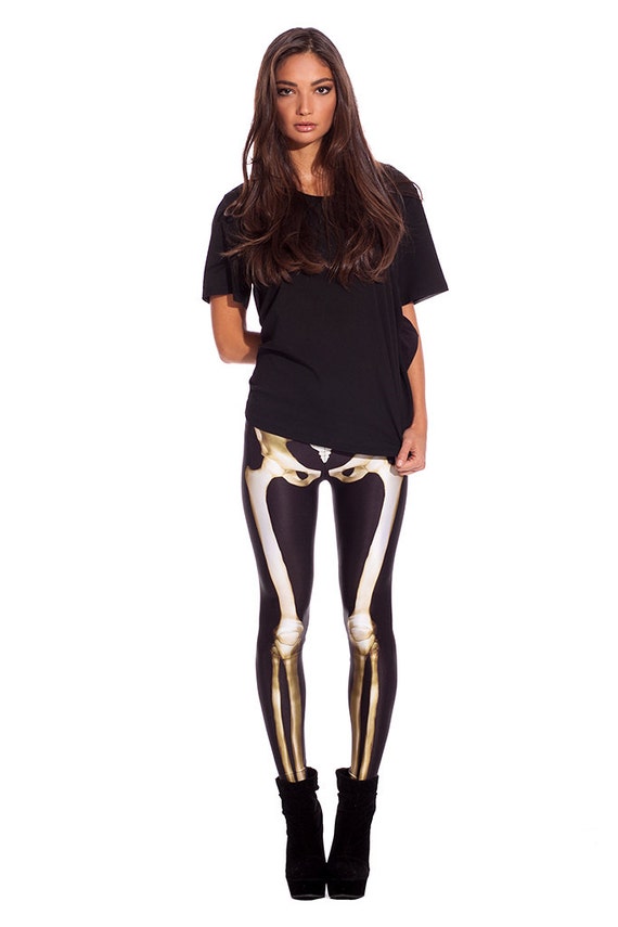 Designer Halloween Skeleton Leggings / Printed Leggings by BADINKA