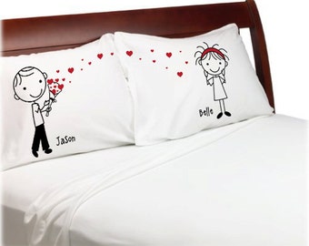 Cute Heart Bouquet Gift for Boyfriend Girlfriend Pillowcases Couple Anniversary Pillow Cover ...