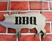 Metal Hanging BBQ Pig Sign