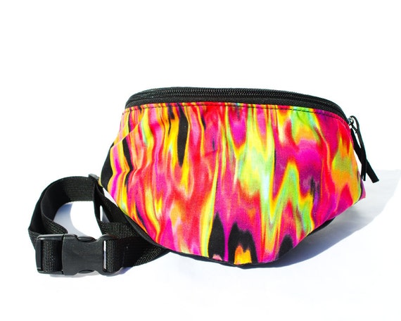 Neon Fire fabric Fanny Pack Hip Waist Bag by Chiradesigns on Etsy