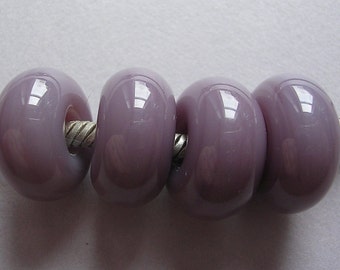 Lampwork Beads Purple Handmade Glass Ericabeads Dusky Lilac BHB European Charm Beads (4)