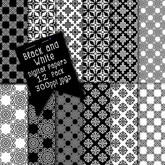 Black and White Digital Scrapbook Papers Scrapbook and