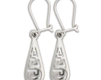 Meander-Greek Key - Sterling Silver Drop Earrings