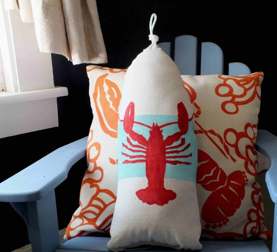 Maine RED Lobster Buoy Pillow  red lobster. gifts under 40.gifts for him. cottage.Beach house.custom wedding toss pillow baby gift