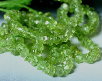 Peridot (natural) faceted rondelle aprox 4x3mm, 7-inch strand (item ID F9848KS)