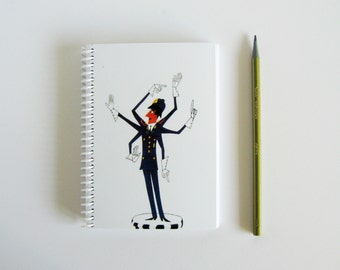 Rome Policeman A6 Pocket Notebook, Travel Spiral Bound Journal, Blank Sketchbook, Mid Century, Paper Cute Notebook, Gifts Under 20, Small