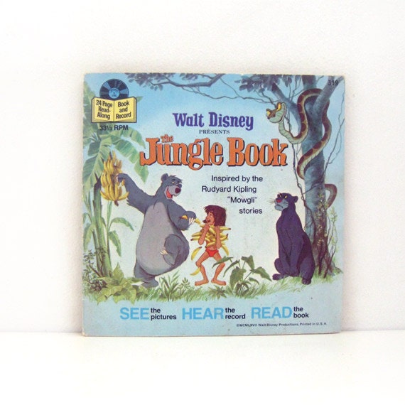 Vintage 60s Walt Disney Childrens Book and Record Jungle Book