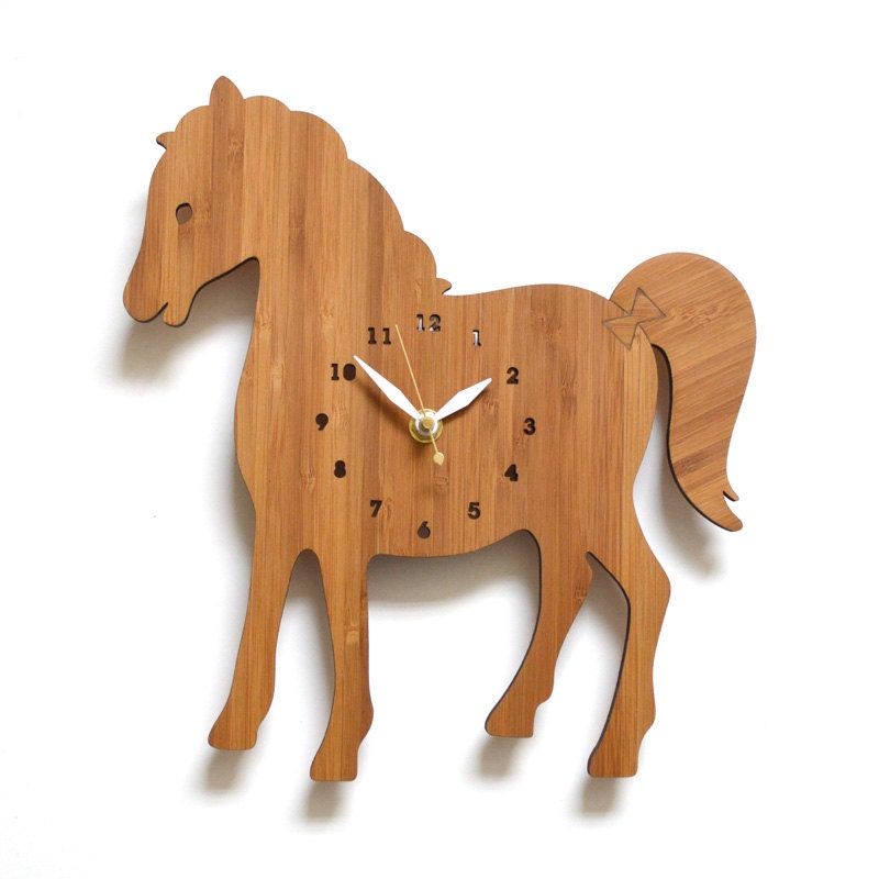 Horse Wall Clock Wooden clock kids room Farm theme