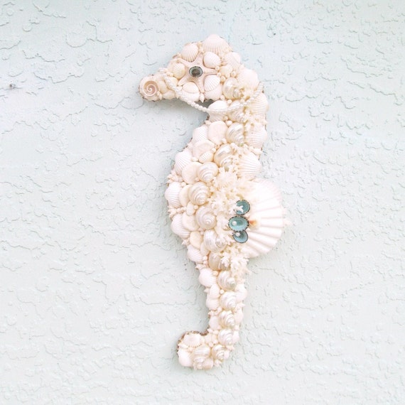 Seahorse Wall Art Seashells White Sea Horse Shell and Coral