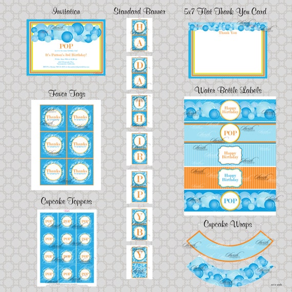 Bubble Birthday Party Printables Digital