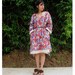 Red White Floral Cotton Boho Short Two Layers Tunic Dress (F01)