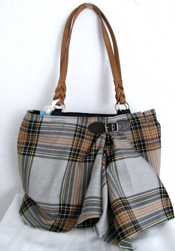 Items similar to Upcycled Plaid Skirt Purse on Etsy