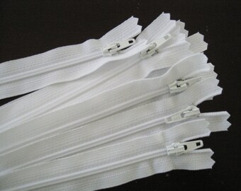 4 inch White YKK Zipper - Set of 24 pcs