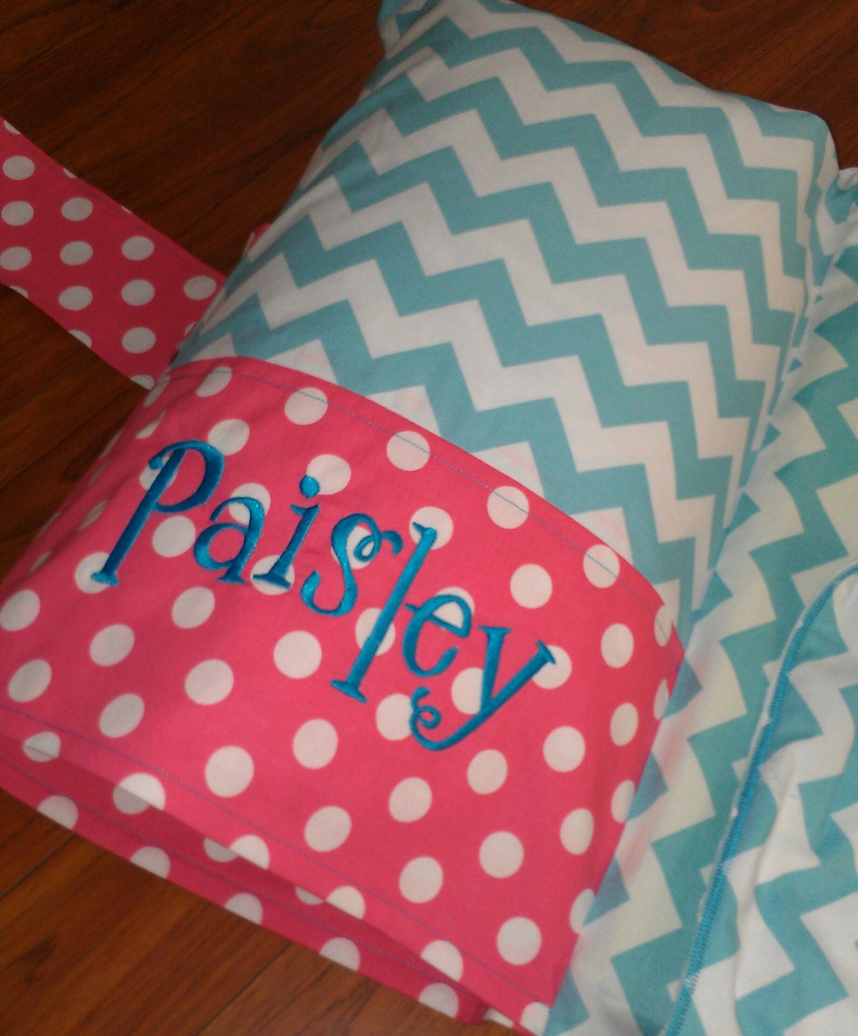 Aqua Chevron Monogrammed Nap Mat Cover with by PaisleyPineapple