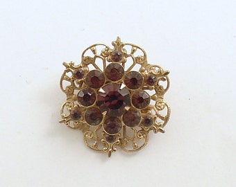 Vintage Brooch Purple Rhinestones Costume Jewelry