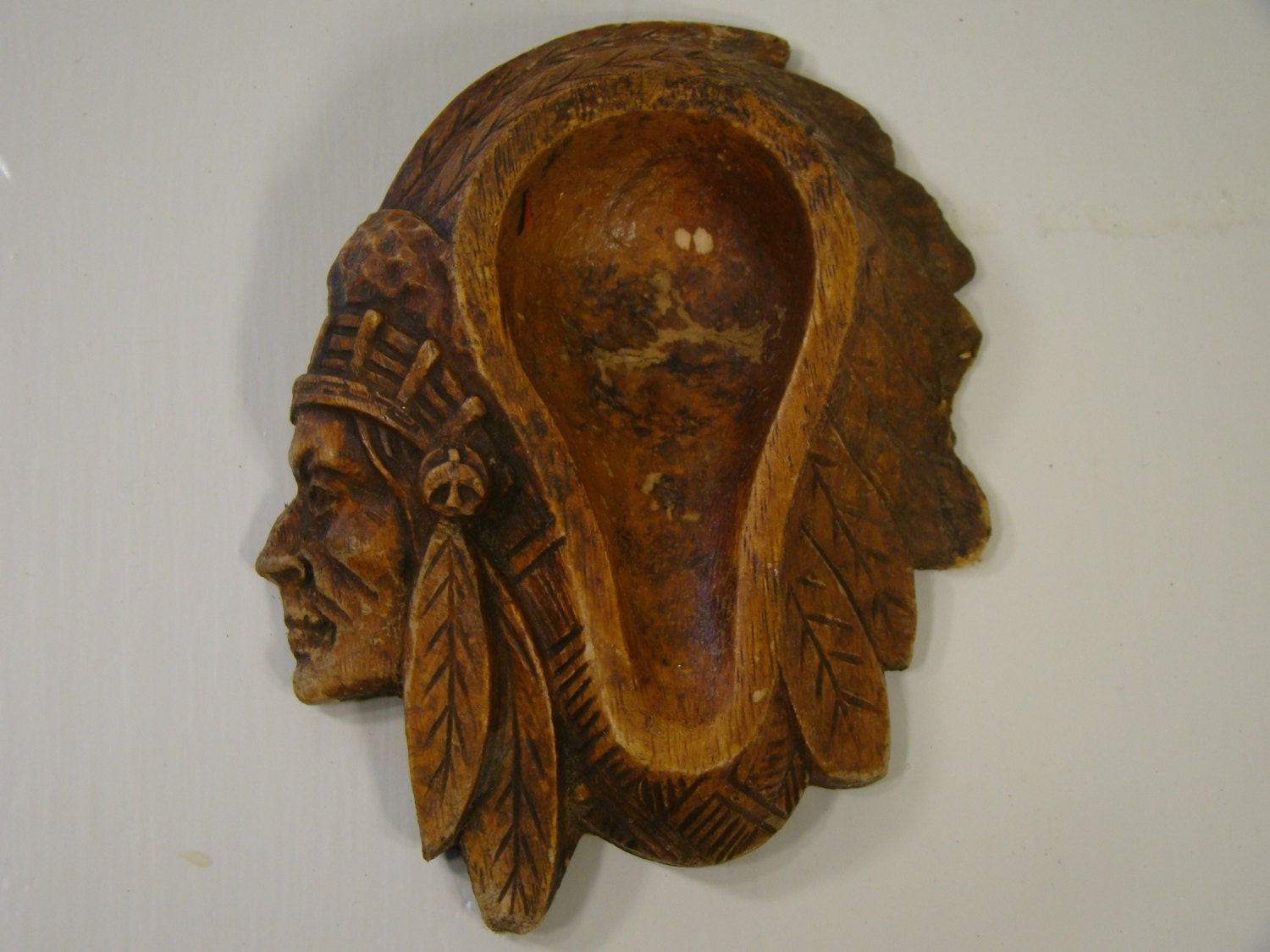 Vintage Indian Wood Pipe Holder Vintage Native American