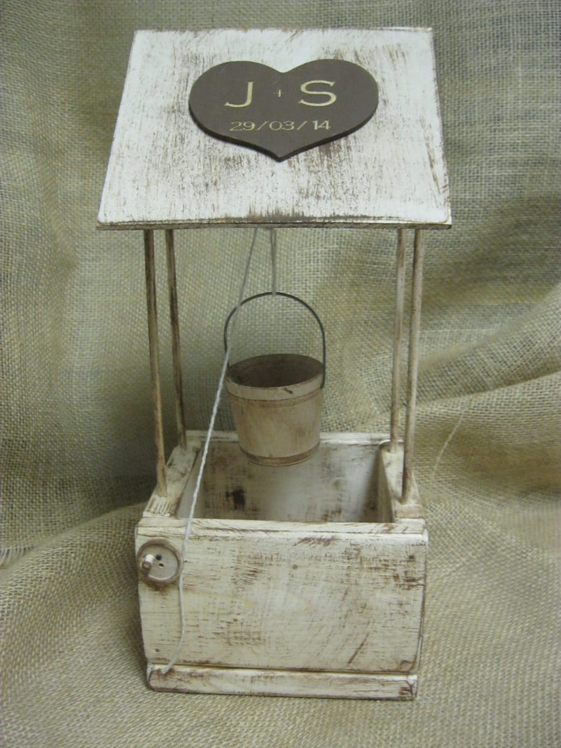 Wedding Wishing Well Distressed Rustic Wood Personalized