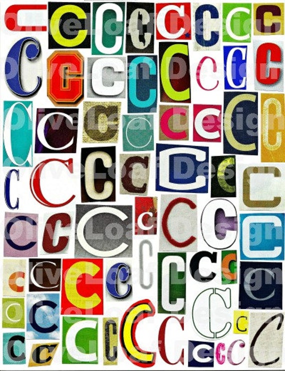 multicolor single letter c c printable digital single letter