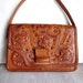 Vintage 60s Tooled Leather Purse Handbag Clutch Boho Southwest